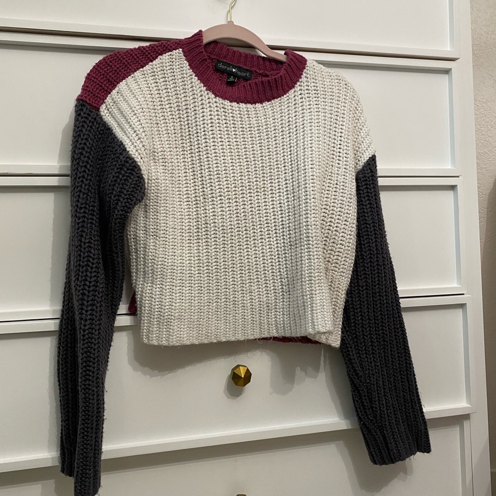 Cropped color block sweater